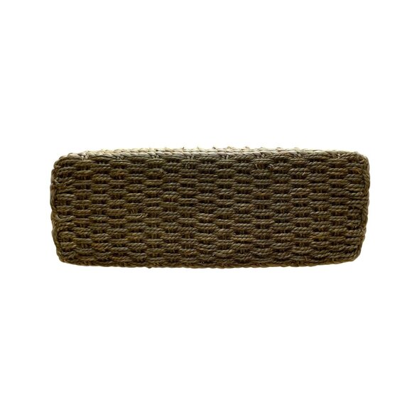 Braided Straw Women’s Beige Tote Bag With Dark Brown Handles Open Weave Style - Picture 7 of 11